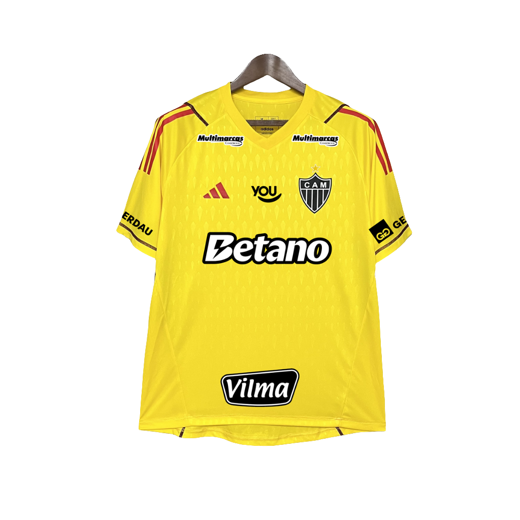 Camisa Atlético Mineiro 24/25 Goleiro - Amarelo - Todos os Patrocínios - Versão Torcedor