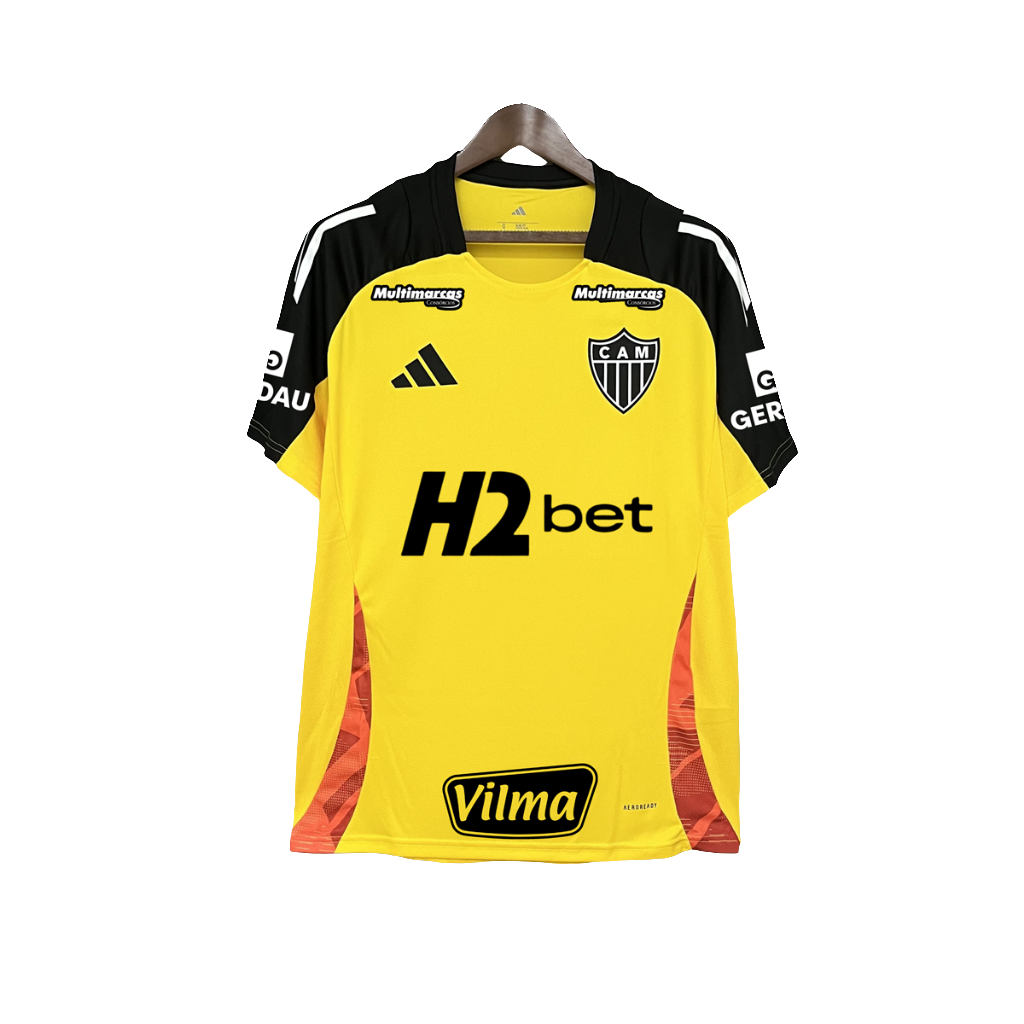 Camisa Atlético Mineiro 25/26 Amarelo Treino - Todos os Patrocínios - Versão Torcedor